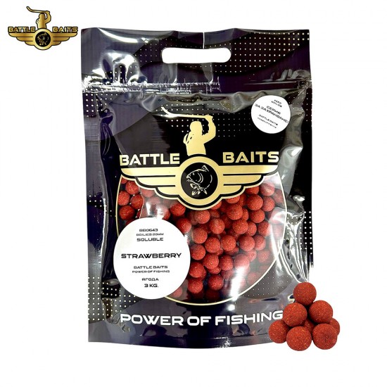 Протеинови топчета за захранване BATTLE BAITS Strawberry 3kg Протеинови топчета за захранване BATTLE BAITS Strawberry 3kg