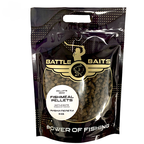Рибни пелети BATTLE BAITS Fishmeal Pellets 12mm 3kg Рибни пелети BATTLE BAITS Fishmeal Pellets 12mm 3kg
